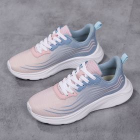 Fashion Sneakers Women Summer Breathable Mesh Fabric Shoes Woman Flat Shoes Casual Luxury Lace Up Running Shoes Zapatos Hombre (Color: pink blue, size: 41)