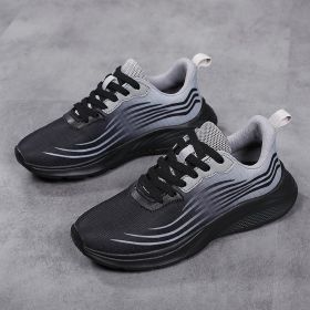 Fashion Sneakers Women Summer Breathable Mesh Fabric Shoes Woman Flat Shoes Casual Luxury Lace Up Running Shoes Zapatos Hombre (Color: Black Grey, size: 39)