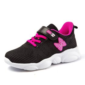 Children Sports Tennis Shoes Kids Beautiful Sneakers Girls Shoes Butterfly Pattern Princess Shoes Girls Cute Running Trainers (Color: Black, size: 13.5)