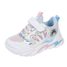 Children's Spring Autumn New Sport Shoes Outdoor Mesh Breathable Non-slip Casual Running Shoes Girls Cute Soft Bottom Sneakers (Color: White, size: 28)
