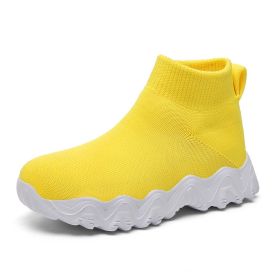 Fashion Children Shoes Big Boys Sneakers Breathable Light Outdoor Casual Sports Running Shoes School Trainers Tenis Infantil (Color: yellow kids shoes, size: 26)
