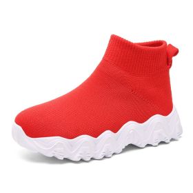 Fashion Children Shoes Big Boys Sneakers Breathable Light Outdoor Casual Sports Running Shoes School Trainers Tenis Infantil (Color: Red kids shoes, size: 27)