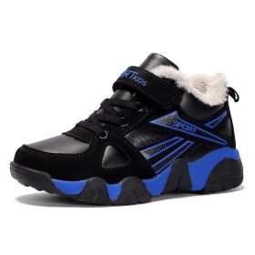 Boys Sneakers Winter Shoes Kids Cotton Shoes Fashion Fur Warm Outdoor Trainer Kids Running Shoes Children Sport Shoe Boots Tenis (Color: blue winter shoes, size: 11)