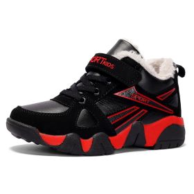 Boys Sneakers Winter Shoes Kids Cotton Shoes Fashion Fur Warm Outdoor Trainer Kids Running Shoes Children Sport Shoe Boots Tenis (Color: red winter shoes, size: 1)