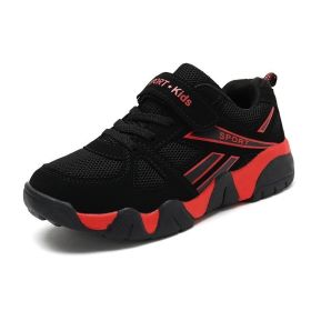 Children Shoes Summer Breathable Kids Shoes Boy Big Size 28-40 Boys Mesh Sneakers Outdoor Sport Running Trainers Net For Girls (Color: Black red, size: 7)