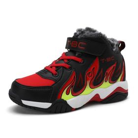 Boys Sneakers Winter Shoes Kids Cotton Shoes Fashion Sport Shoe Fur Warm Outdoor Trainer Kids Running Shoes Children Boots Tenis (Color: Red, size: 1.5)