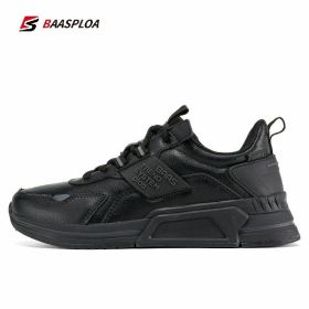 Baasploa New Men Fashion Leather Waterproof Casual Shoes Non-Slip Wear-Resistant Running Shoes Breathable Male Sneakers (Color: 113510-HE, size: 44)