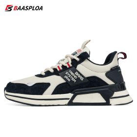 Baasploa New Men Fashion Leather Waterproof Casual Shoes Non-Slip Wear-Resistant Running Shoes Breathable Male Sneakers (Color: 113510-MSSL, size: 43)