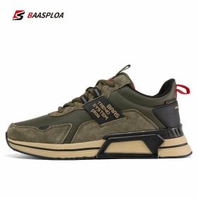 Baasploa New Men Fashion Leather Waterproof Casual Shoes Non-Slip Wear-Resistant Running Shoes Breathable Male Sneakers (Color: 113510-KL, size: 43)