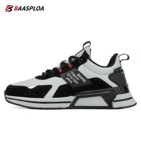 Baasploa New Men Fashion Leather Waterproof Casual Shoes Non-Slip Wear-Resistant Running Shoes Breathable Male Sneakers (Color: 113510-HEQH, size: 44)