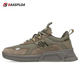Baasploa New Men Fashion Leather Waterproof Casual Shoes Non-Slip Wear-Resistant Running Shoes Breathable Male Sneakers (Color: 113510-KQ, size: 41)