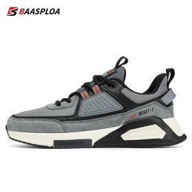 Baasploa Men Casual Waterproof Running Shoes Fashion Leather Skateboard Shoes Non-slip Wear-resistant Male Sport Shoes 2022 New (Color: 113511-ZHMS, size: 44)
