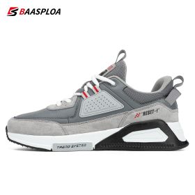 Baasploa Men Casual Waterproof Running Shoes Fashion Leather Skateboard Shoes Non-slip Wear-resistant Male Sport Shoes 2022 New (Color: 113511-QHZH, size: 46)