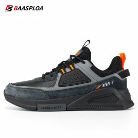 Baasploa Men Casual Waterproof Running Shoes Fashion Leather Skateboard Shoes Non-slip Wear-resistant Male Sport Shoes 2022 New (Color: 113511-HH, size: 41)
