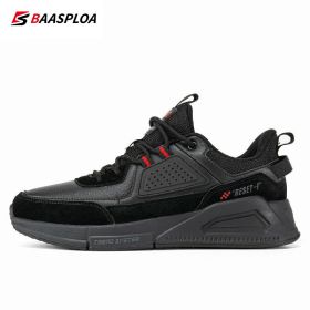 Baasploa Men Casual Waterproof Running Shoes Fashion Leather Skateboard Shoes Non-slip Wear-resistant Male Sport Shoes 2022 New (Color: 113511-HE, size: 45)