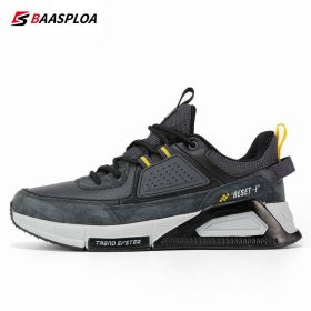 Baasploa Men Casual Waterproof Running Shoes Fashion Leather Skateboard Shoes Non-slip Wear-resistant Male Sport Shoes 2022 New (Color: 113511-HU, size: 42)