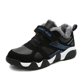 Boys Sneakers Winter Shoes Kids Cotton Shoes Fashion Fur Warm Outdoor Trainer Kids Running Shoes Children Sport Shoe Boots Tenis (Color: blue shoes kids, size: 6)