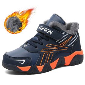 Boys Sneakers Winter Shoes Kids Cotton Shoes Fashion Fur Warm Outdoor Trainer Kids Running Shoes Children Sport Shoe Boots Tenis (Color: orange, size: 12)