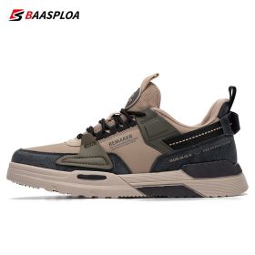 Baasploa Leather Men's Casual Sneaker Anti-Slip Shock Absorption Running Sneaker Lightweight Waterproof Male Shoes 2022 New (Color: 123102-MI, size: 42)