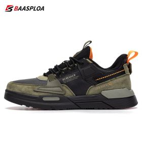 Baasploa Leather Men's Casual Sneaker Anti-Slip Shock Absorption Running Sneaker Lightweight Waterproof Male Shoes 2022 New (Color: 123102-KQ, size: 42)