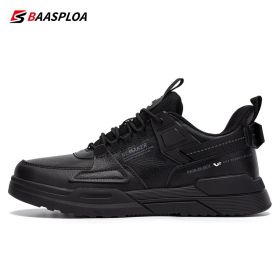 Baasploa Leather Men's Casual Sneaker Anti-Slip Shock Absorption Running Sneaker Lightweight Waterproof Male Shoes 2022 New (Color: 123102-HE, size: 45)