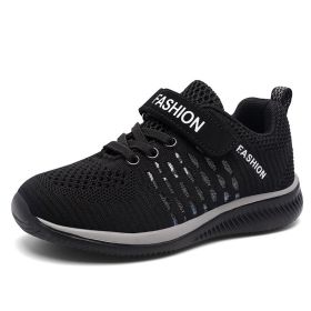 Boys Sneakers Big Children Shoes Lightweight Outdoor Kids Sport Running Shoes Hollow Sole Tenis Infantil Antislip Soft Gym Shoes (Color: black shoes, size: 1)