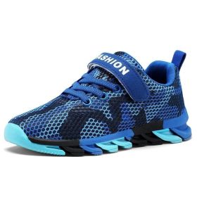 2019 Trend Kids Sneakers Breathable Air Mesh Running Shoes Children Sports Walking Shoes Outdoor Camouflage Green Blue Trainers (Color: Blue kids shoe, size: 6)