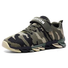 2019 Trend Kids Sneakers Breathable Air Mesh Running Shoes Children Sports Walking Shoes Outdoor Camouflage Green Blue Trainers (Color: Green, size: 12.5)