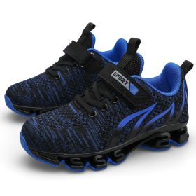 Boys Sneakers Big Children Shoes Lightweight Outdoor Kids Sport Running Shoes Hollow Sole Tenis Infantil Antislip Soft Gym Shoes (Color: blue boys shoes, size: 1.5)