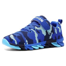 2019 Trend Kids Sneakers Breathable Air Mesh Running Shoes Children Sports Walking Shoes Outdoor Camouflage Green Blue Trainers (Color: Ivory, size: 11)