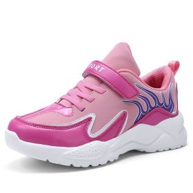 Size 29-36 Kids Running Shoes Boys Sneakers Breathable Leather Anti-Slippery Comfortable Casual Footwear Child Light Sport Shoe (Color: Pink, size: 4)