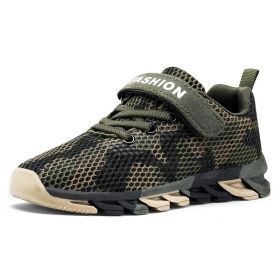 2019 Trend Kids Sneakers Breathable Air Mesh Running Shoes Children Sports Walking Shoes Outdoor Camouflage Green Blue Trainers (Color: Army Green kids shoe, size: 1.5)