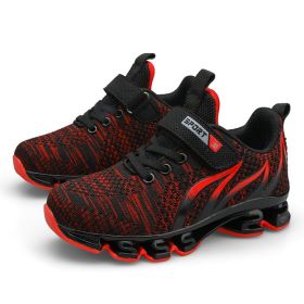 Boys Sneakers Big Children Shoes Lightweight Outdoor Kids Sport Running Shoes Hollow Sole Tenis Infantil Antislip Soft Gym Shoes (Color: red boys shoes, size: 12.5)