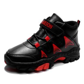 Boys Sneakers Winter Tenis Shoes Kids Leather Shoes Fashion Outdoor Kids Running Shoes Comfortable Children Sport Shoe Boots (Color: Black, size: 31)