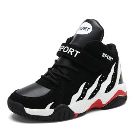 Waterproof Kids Sport Shoes High Top Boys Basketball Shoes Spring Autumn Leather Running Shoes Non-slip Sneakers Tenis Infantil (Color: White kids shoes, size: 13)