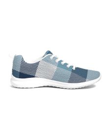 Men's Athletic Sneakers, Blue Plaid Low Top Canvas Running Shoes - 01EPZT (Color: Blue, size: 13)