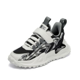 2022 Children's Footwear Sneakers Kids Basketball Sneakers Fashion Platform Sports Shoes for Boys Running Shoes Autumn (Color: Black and white, size: 36)